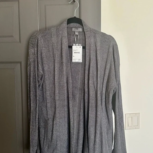 Barefoot Dreams Charcoal Ribbed Cardigan NWT - Picture 4 of 5